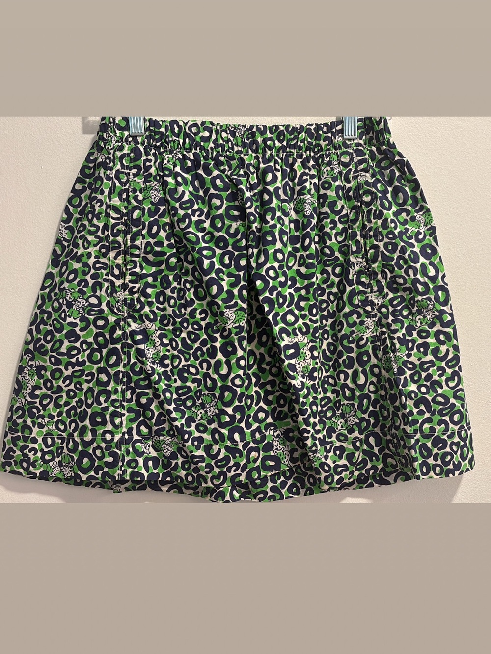 Lilly Pulitzer Green and Navy Leopard-Print Mini Skirt